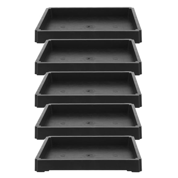 Nicehomfit 5Pcs Large Rectangular Plant Pot Trays in Black Resin for Indoor and Outdoor Flower Pot Drainage