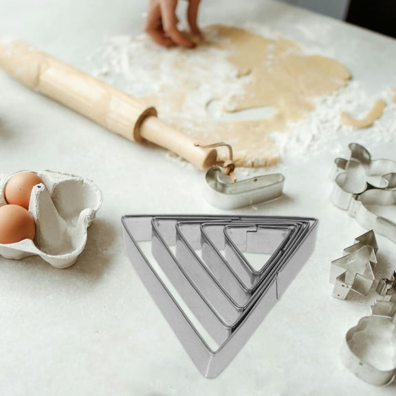 Nicehomfit 5Pcs Stainless Steel Triangle Cookie Cutter Mold for Fondant Cake Decorating