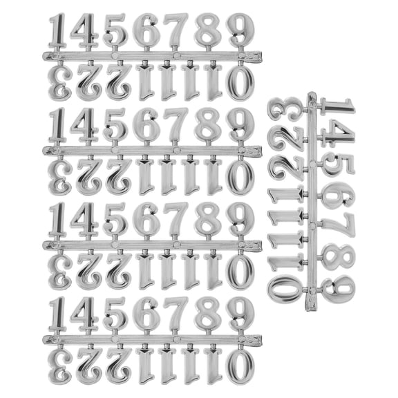 Nicehomfit 5Sets Large Plated Silver Clock Numbers Kit for DIY Clock Repair and Numerals Replacement
