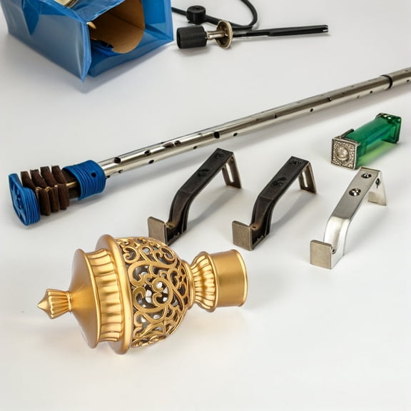 Nicehomfit Golden Window Curtain Rod Finials for Living Room and Bedroom 6Pcs