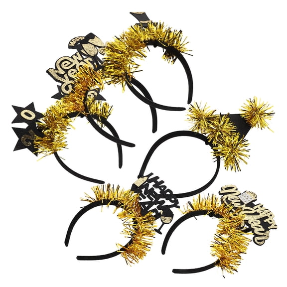 Nicehomfit Stylish New Year Headbands Golden Plastic Comfortable for Extended Wear 6Pcs