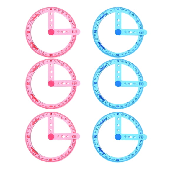 Nicehomfit 6Pcs Office Circle Protractor Plastic Drawing Ruler Transparent for Architects and Students