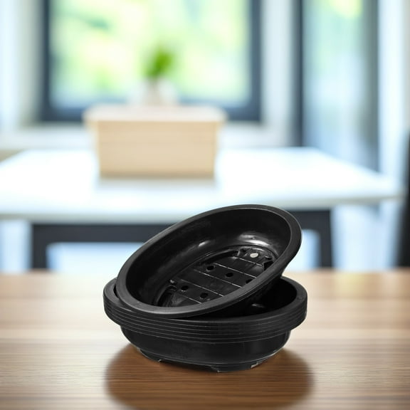 Nicehomfit Black PP Oval Flowerpots Strong Wear-Resistant Modern Design 6Pcs