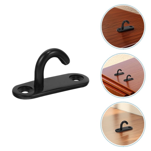 Nicehomfit 6Pcs Black Marine Grade Steel Ring Hooks Removable Wall and Ceiling Mount