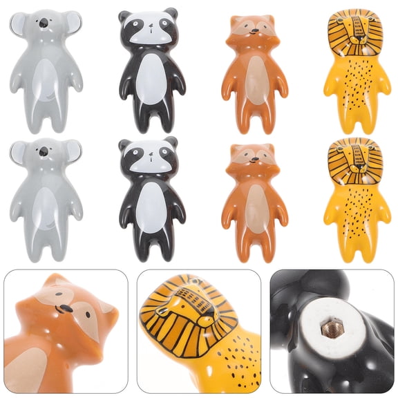 Nicehomfit 8Pcs Ceramic Cabinet Knobs Creative Animal Design Assorted Colors for Home