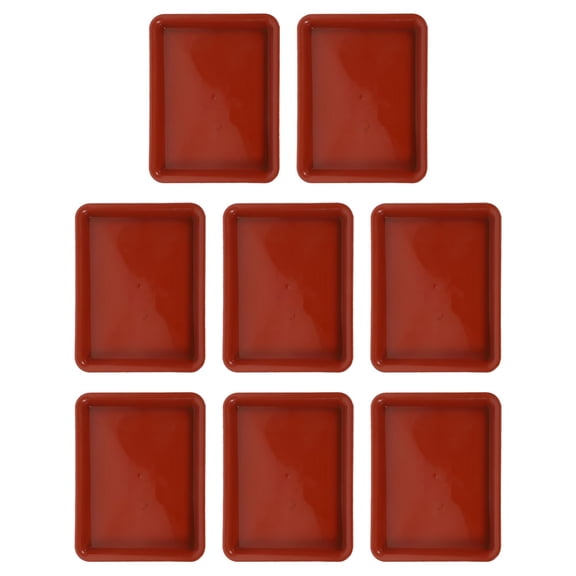 Nicehomfit 8Pcs Rectangular Plant Drainage Tray Dark Red Plastic Planter Saucer for Home Gardening