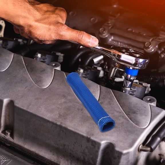 Nicehomfit 8Pcs Spark Plug Wire Heat Shield Blue Fiber Sleeve for High Temperature Car Engine Protection