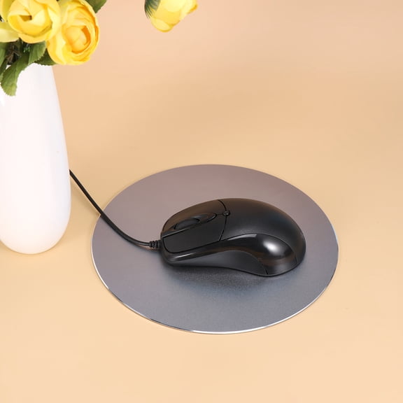 Nicehomfit Grey Round Mouse Mat Aluminum Construction with Non Slip Bottom for Stable Mouse Operation