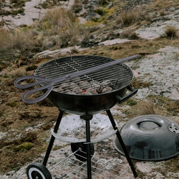 Nicehomfit Black Heavy Duty Fire Pit Tongs with Antislip Surface for Household Fire Use