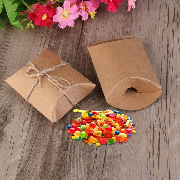 Nicehomfit Brown Kraft Paper Rustic Wrapping Boxes with Hemp Rope for Wedding Favor Packaging