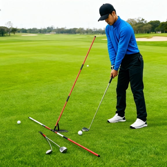 Nicehomfit Collapsible Golf Alignment Stick with Angle Plate for Versatile Swing Practice Anywhere