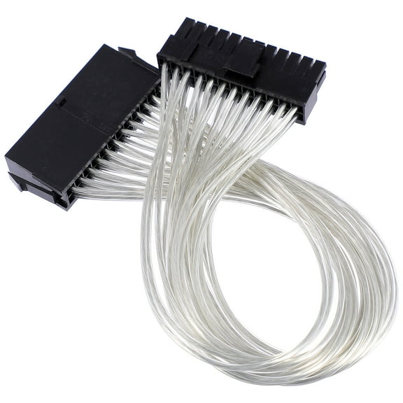 Nicehomfit White Atx Motherboard Power Cable 24 Pin Extension Wire for Pc