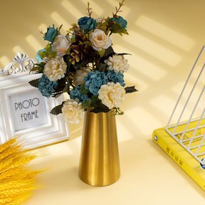 Nicehomfit Creative Golden Metal Flower Vase Simple Style Desktop Floral Arrangement Container