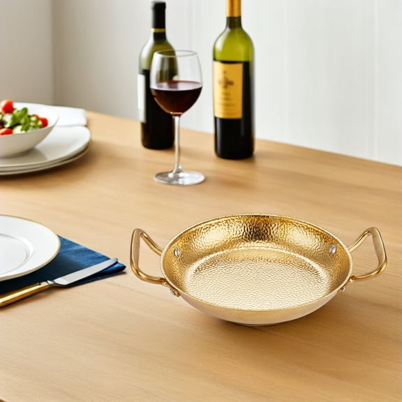Nicehomfit Golden Stainless Steel Cooking Pot with Double Handles Home Kitchen Paella Pan