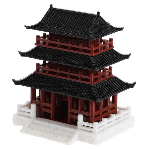 Nicehomfit Japanese Style Brown Pavilion Figurine Sandstone Ornament for Aquarium and Garden Landscape