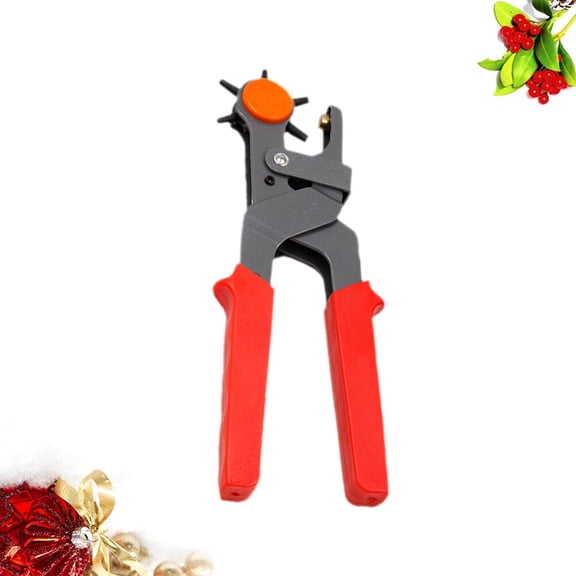 Nicehomfit Durable Revolving Belt Hole Punch Tool Carbon Steel with Wear Resistant Handle Red Color