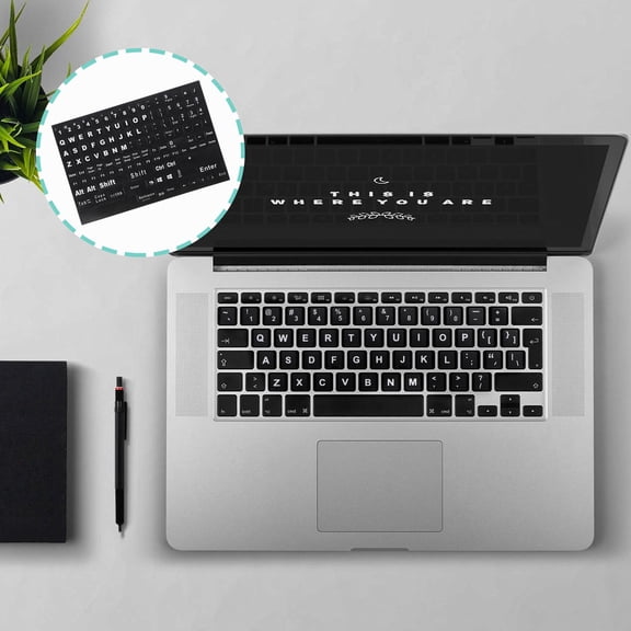 Nicehomfit Computer Keyboard Stickers Black English Letter Labels for Home Laptop Replacement