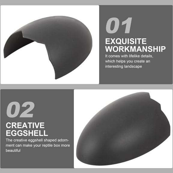 Nicehomfit Grey Creative Eggshell Shaped Reptile Hide Multi Functional Reptile Box Decor and Shelter for Crawl Pets