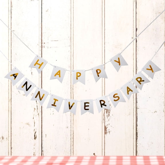 Nicehomfit Anniversary Props Letter Paper Bunting Gar White 1 Set