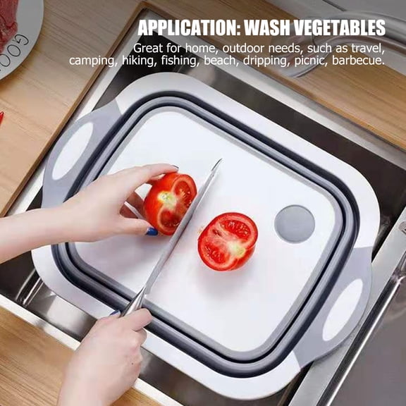 Nicehomfit Multi-Functional Grey Chopping Board with Built-in Strainer for Home