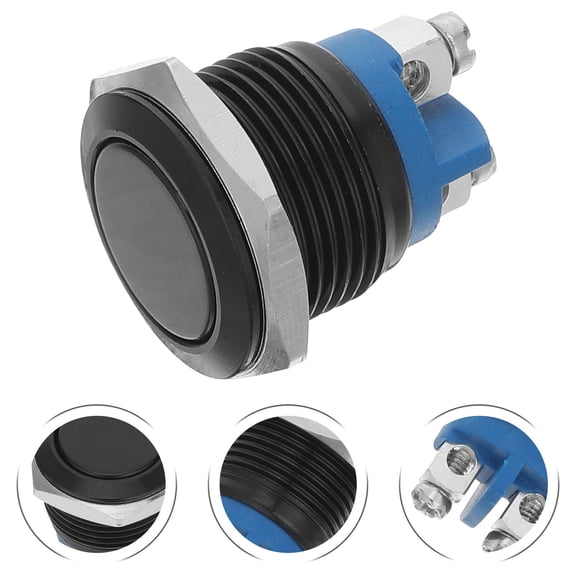 Nicehomfit Momentary Push Button Switch Black Metal Shell for 12V Car Circuit Controls Easy to Fit