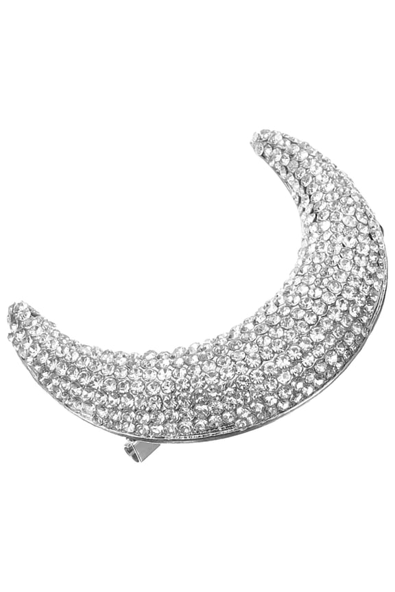 Moon Shape Metal Lapel Pin with Rhinestone for Clothes Brooch Accessories and Hat Decoration