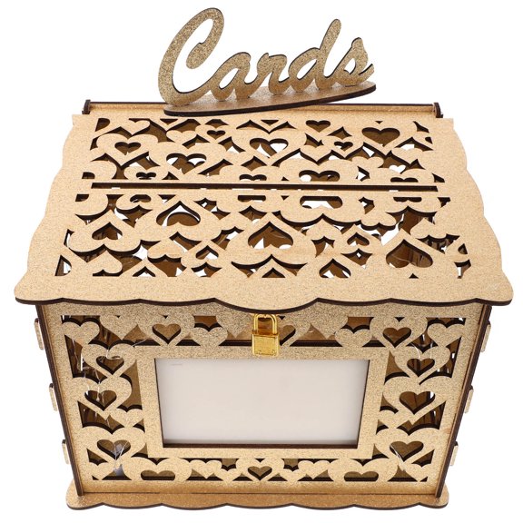 Nicehomfit Multi Functional Wooden Wedding Keepsake Box in Golden for Festive Occasions and Memory Storage