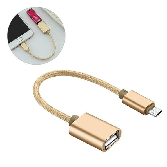 Nicehomfit Golden Micro USB Otg Cable Adaptor for Quick Data Transfer and Phone Access Compatibility