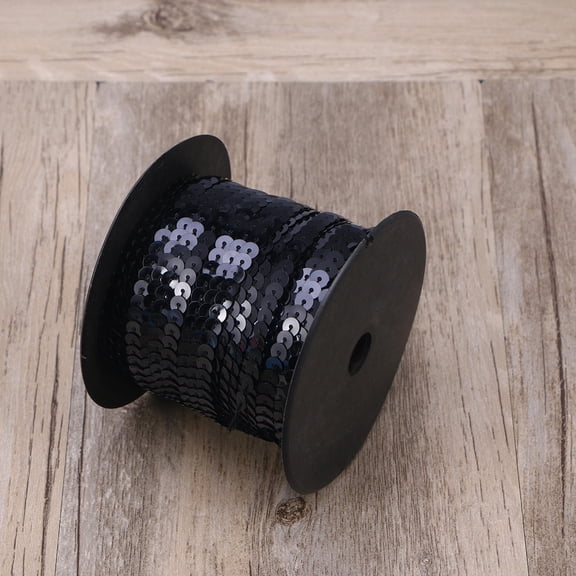 Nicehomfit Paillette Sequin Fabric Flat Sequins Paillette String Ribbon for Textile Art Work Black Gluing 1Pcs