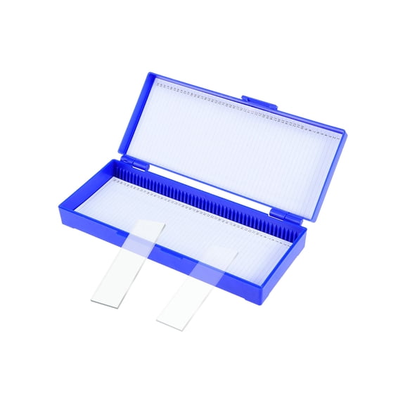 Nicehomfit Plastic Microscope Slide Holder Blue with Top Hinged Lid and Numbered Slide Positions