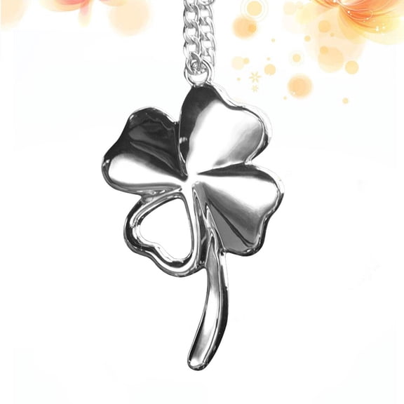Nicehomfit Four Leaf Clover Car Hanging Pendant in Plated Silver Alloy with Mirror Finish and Chain