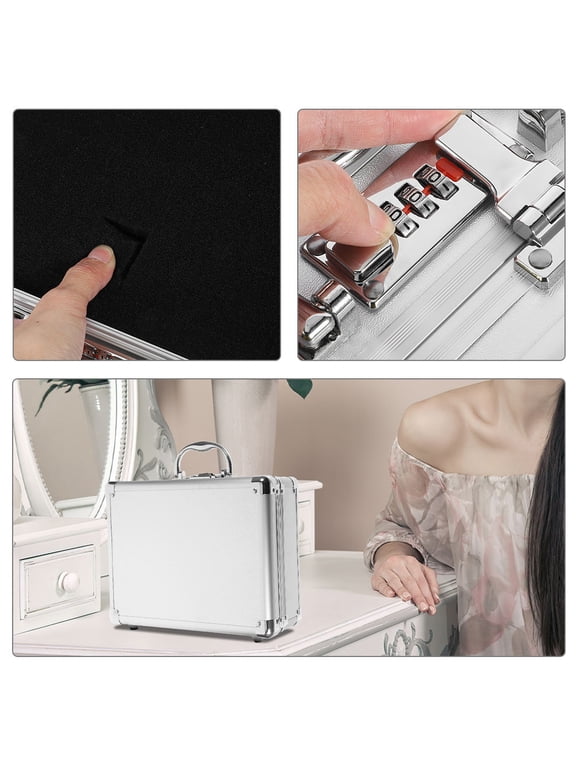 Plated Silver Aluminum Briefcase for Storage Portable Hard Case with Handle and Password Lock