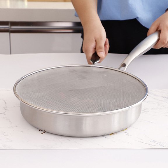 Nicehomfit Plated Silver Frying Pan Splatter Screen with Rust Proof Wire Mesh for Convenient Cooking