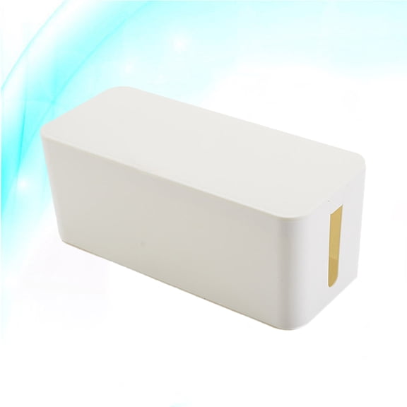 Nicehomfit Power Cord Storage Box in White Plastic with Cover for Safe Wire Organization
