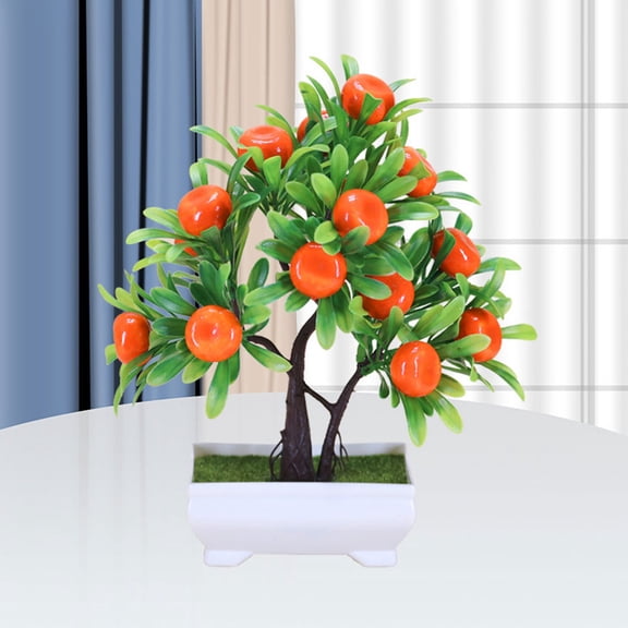 Nicehomfit Realistic Artificial Orange Tree with Pot Faux Fruit Tree for Indoor Table Display