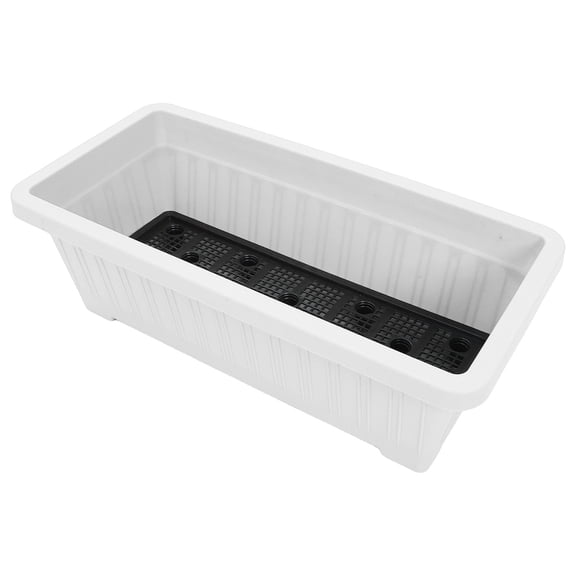 Nicehomfit Rectangular Plastic Herb Planter Box with Water Collection Tray for Indoor Outdoor Plants