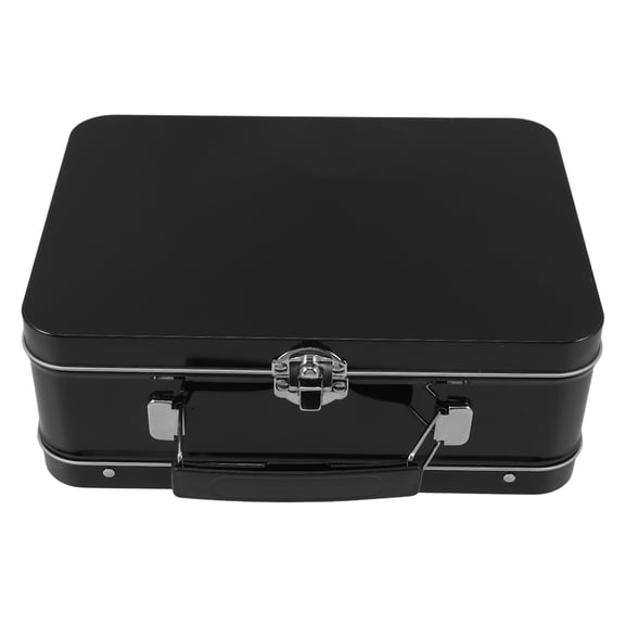 Nicehomfit Black Tinplate Lunch Box with Lock Vintage Metal Container for Nuts Cheese and Snacks