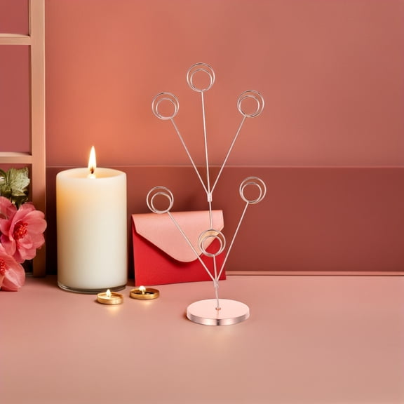 Nicehomfit Rose Golden Photo Tree Holder Clip with Peacock Design for Tabletop Display