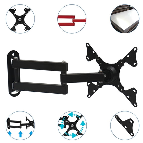 Nicehomfit Screen Rack TV Support Wall Mount Bracket Black with Side Adjustment for Home Entertainment