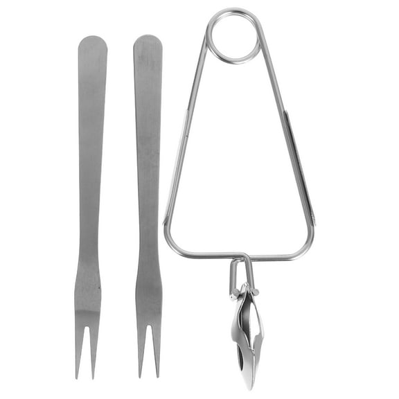Nicehomfit 1Set Snail Tong and Fork Set Plated Silver Sturdy Ergonomic Handle for Home Serving