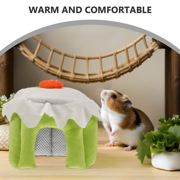 Nicehomfit Soft Warm Round Pet Sleeping Bed Green Washable Hideout for Guinea Pig Ferret Hamster