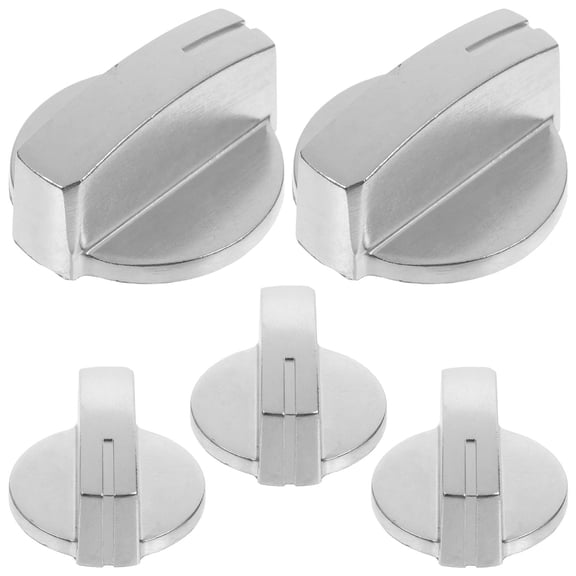 Nicehomfit Stainless Steel Plated Silver Gas Stove Control Knobs for Home 5Pcs