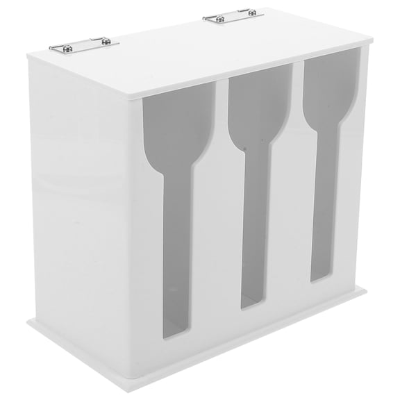 Nicehomfit Three Compartment Spoon and Fork Holder Acrylic Utensil Dispenser White Kitchen Rack