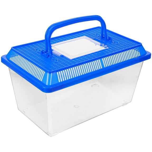 Nicehomfit Plastic Reptile Container for Pet Feeding Box with Sky-Blue Basking Platform 1Pcs