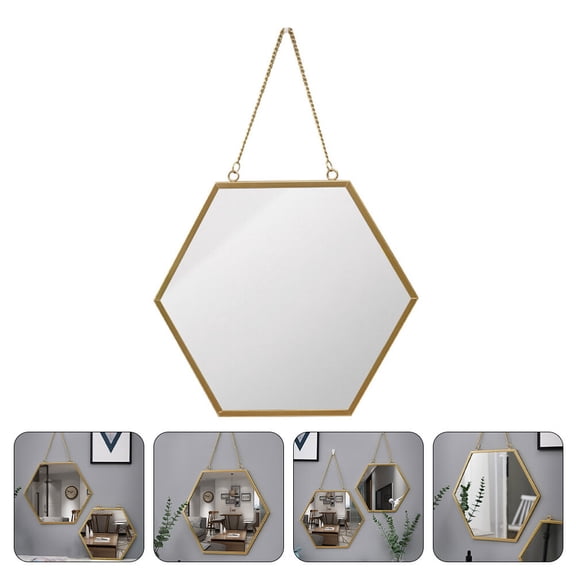 Nicehomfit Wall Mounted Bathroom Mirror Decorative Hexagonal Mirror Assorted Color 1Set