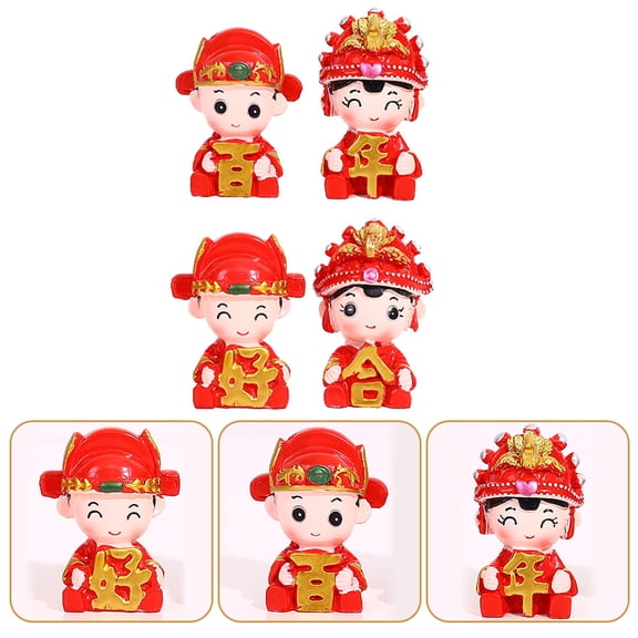 Nicehomfit Wedding Figure For Wedding Couple Figurines Resin 4 Pieces Assorted Color
