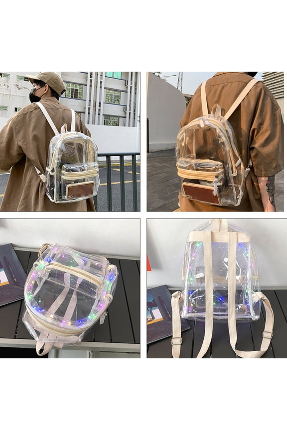 Clear Jelly Backpack White School Bag with Reinforced Straps Portable for Students and Daily Use