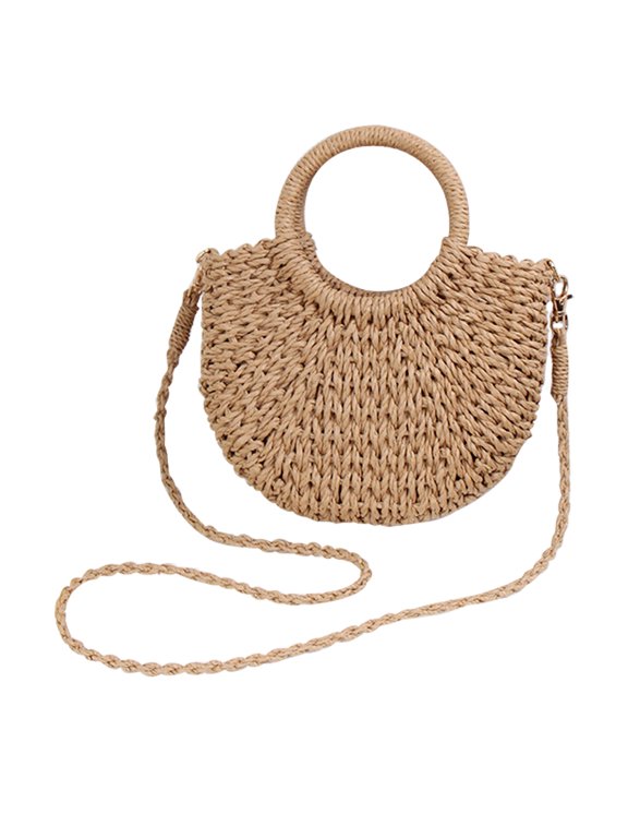 Woven Crossbody Bag Women Simple Style Khaki 1Set
