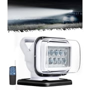 Niceky Remote Control LED Spotlight, Auto-Reset 360 Degree Rotating Searchlight for Off Road Pickup Trucks Marine Boat Go Outdoor 12V-24V, 6 Strong Magnets Built-in