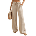 thumbnail image 1 of Nicelf Linen Pants Women, Comfy Casual Pants for Women Palazzo Trousers with Pocket, Flowy Wide Leg Pants Woman Lightweight for Lounge Beach Vacation, 1 of 8